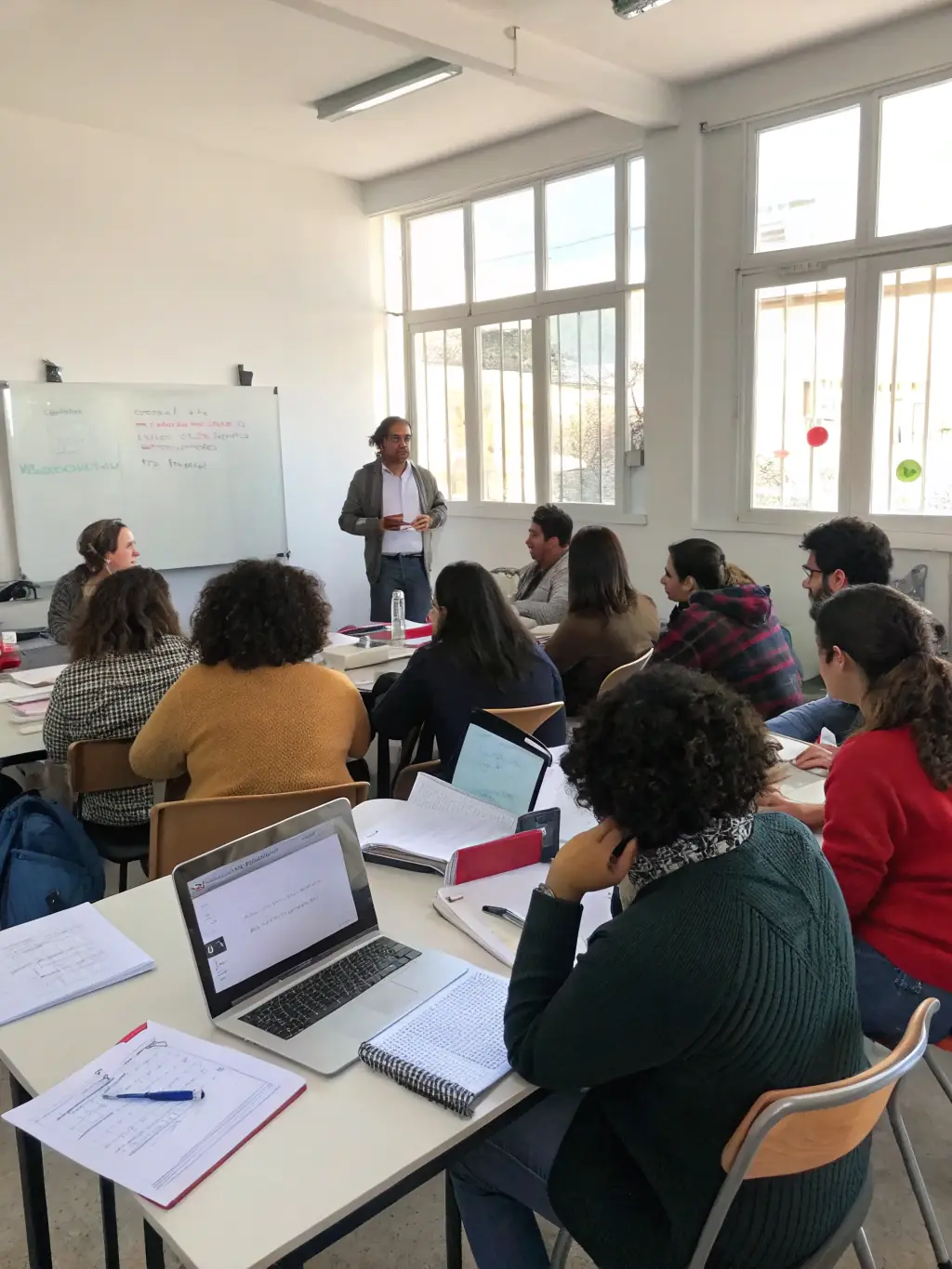 A photo of a community workshop facilitated by LA PHASE ACTIVE DU PLAN, showing participants actively engaged in a creative writing exercise.
